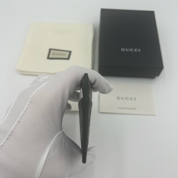 GUCCI black MICRO G MicroGUCCISSIMA embossed Leather Card Case wallet New In Box - Picture 7 of 7
